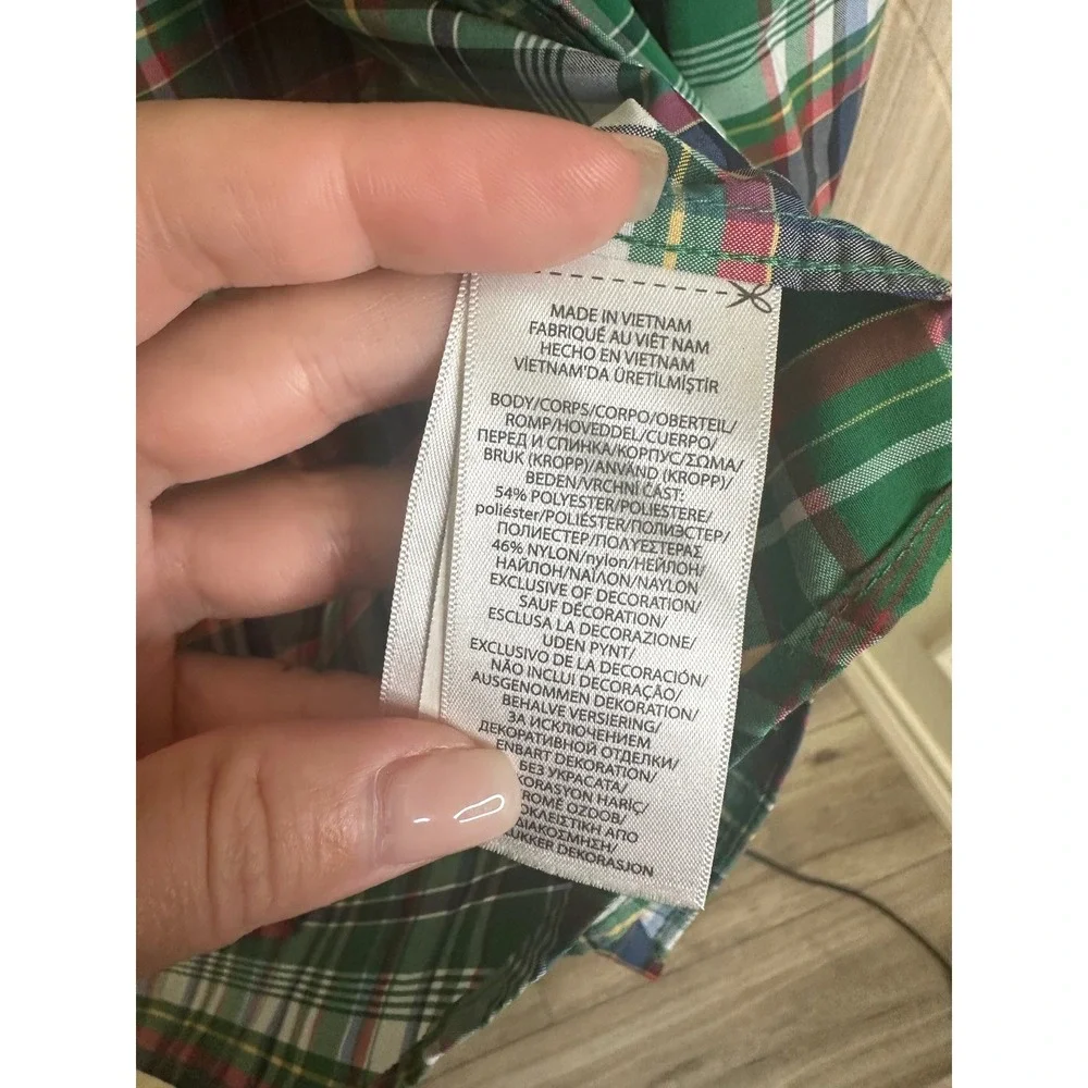 Ralph Lauren Boys L‎ 14-16 Green Plaid Performance Button Down Shirt Christmas